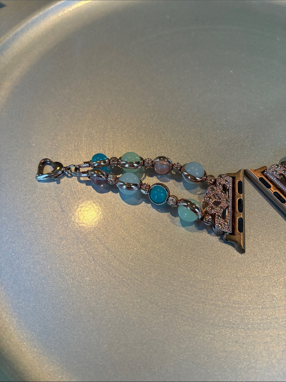 Apple Watch Rose Gold Bracelet with Turquoise and Opal Colors Size 38-41m - Picture 2 of 5